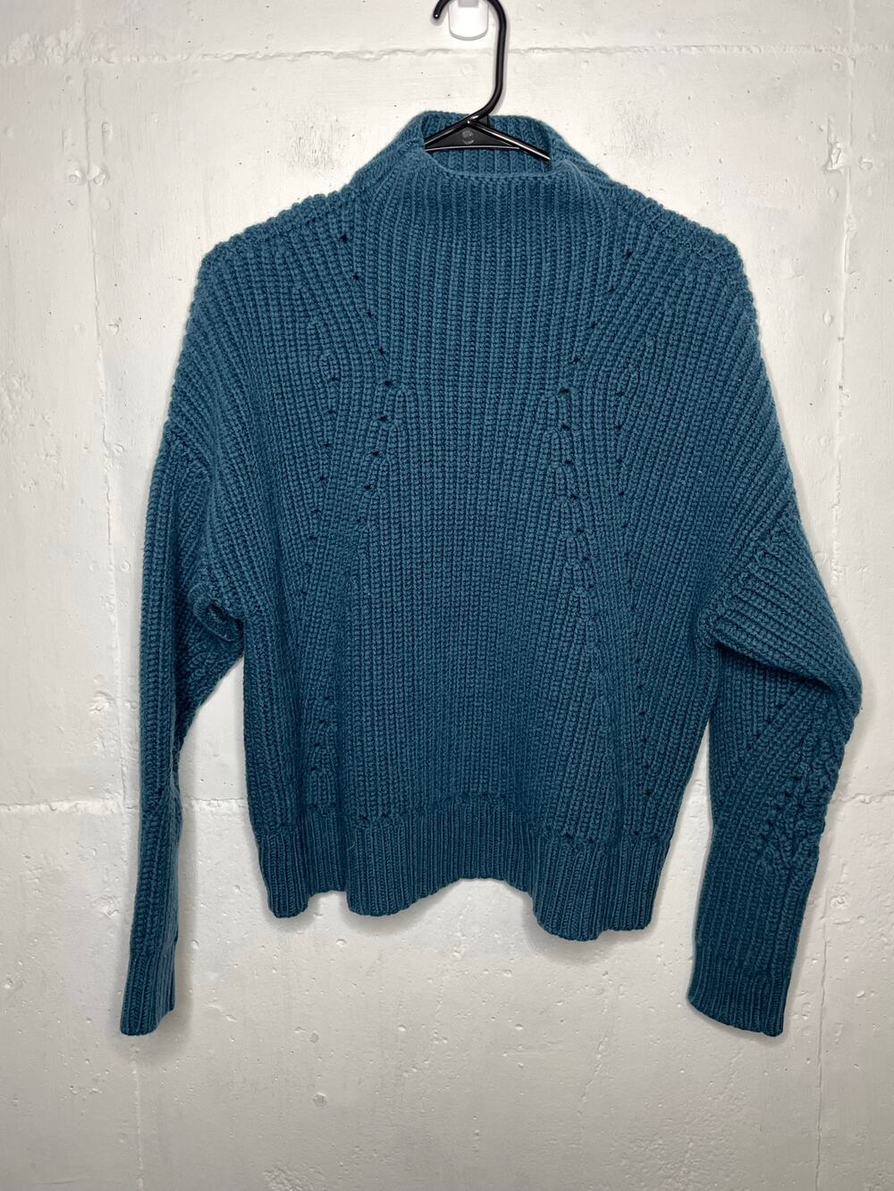 GREY by Jason Wu 100% Wool THICK Teal Blue Sweater Size Small Chunky Kint